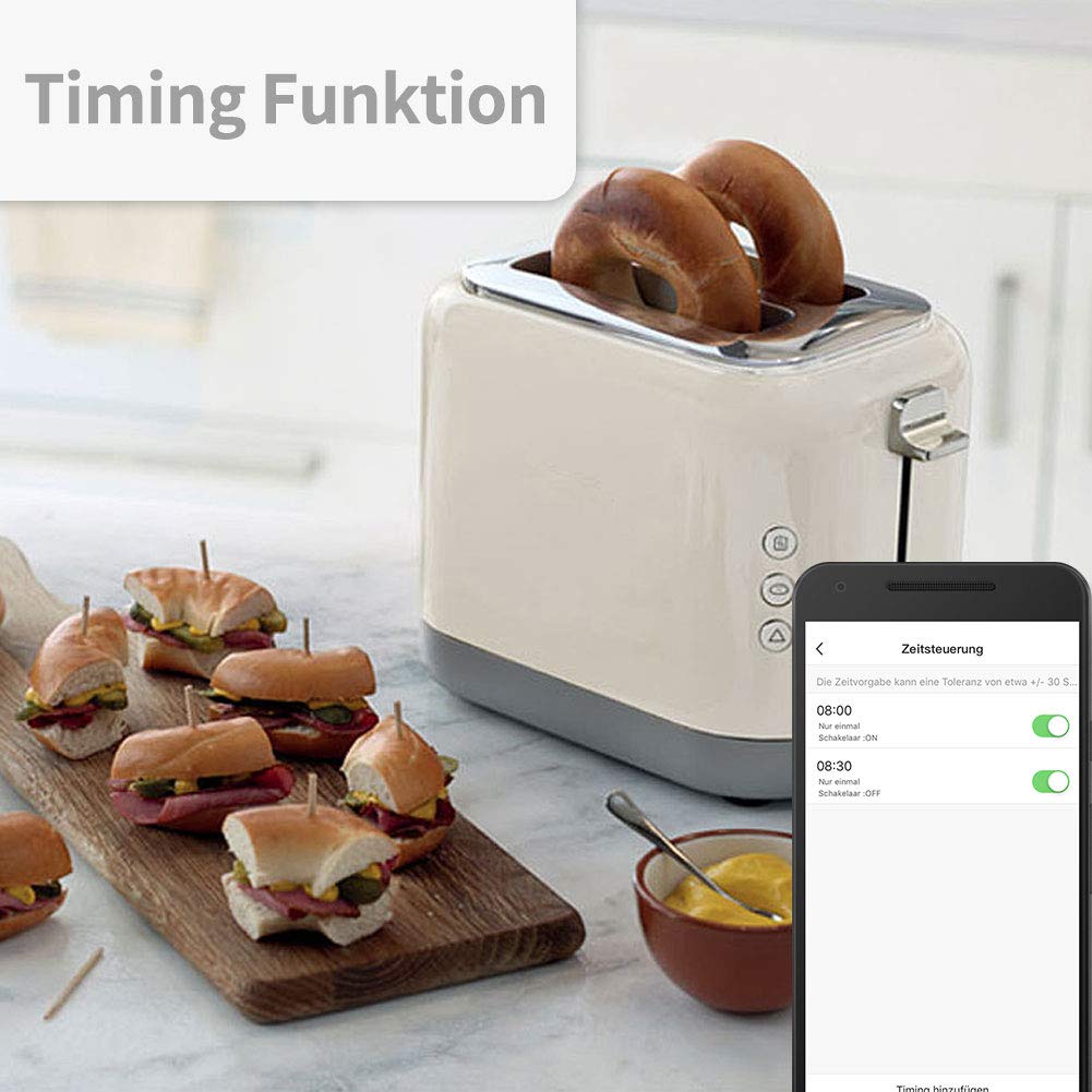 WLAN Smart Steckdose AISIRER Wifi Mini Intelligente Steckdose Smart plug mit fernbedienbarem Timer. Kompatibel mit Google Home, IFTTT 16A 3500W (2 pack)