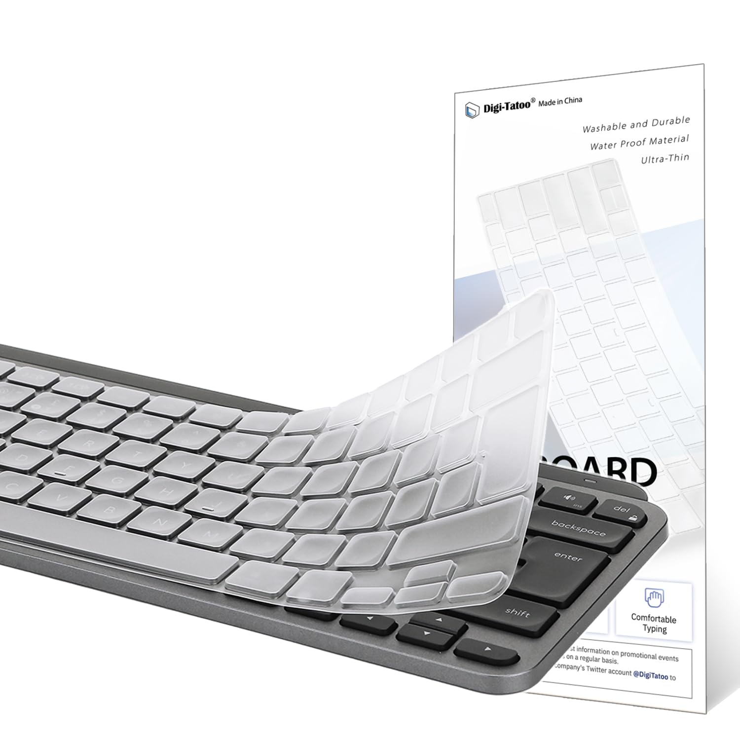 Digi-Tatoo Keyboard Cover compatible with MX Keys mini Keyboard (EU/UK ISO Layout, 7 Shape Enter Key) - Ultra Thin, High Transparency Keyboard Cover Keyboard Protector Skin - Clear