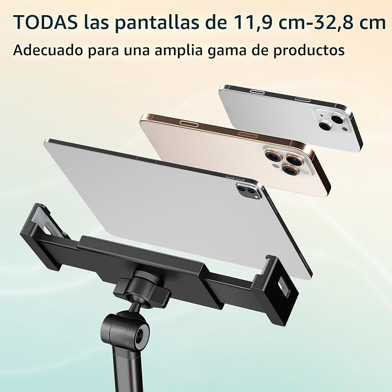 Soporte para Tableta, con Soporte Ajustable, Flexible, con iPad, Kindle, teléfono móvil y más, Soporte de Cuello de Cisne para tabletas de 4,7" a 12,9", edición de sobremesa, Negro — foto 2 de 7