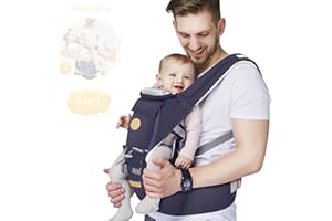 FRUITEAM 6-in-1 Baby Carrier with Waist Stool/Hip Seat for Breastfeeding, One Size Fits All - Adapt to Newborn, Infant & Todd