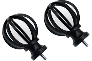 FDXGYH 2 Pcs End Cap Finials for Curtain Rods 5/8" Curtain Rod End Caps Twisted Cage Drapery Rod Finials with M5 Screws (Black)