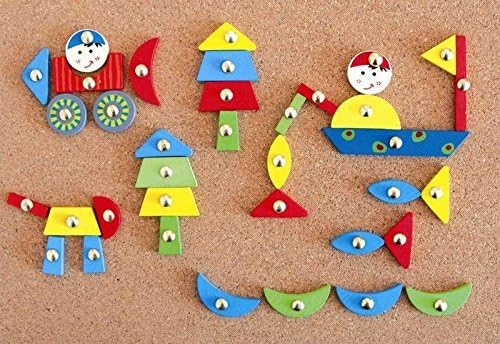 Woodyland 31 x 21 cm Didactic Toys Cars Tap a Shape Cork Board (229-Piece) by Woodyland