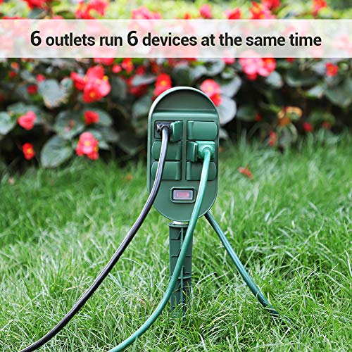 DEWENWILS Outdoor Power Strip Stake, Weatherproof Yard Stake Switch