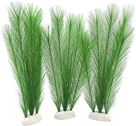 TENCHOE Aquarium Decorations Fish Tank Green Plastic Artificial Plants Made of Silk Fabrics Plastic, Non-toxic & Safe for all Fish & Pets
