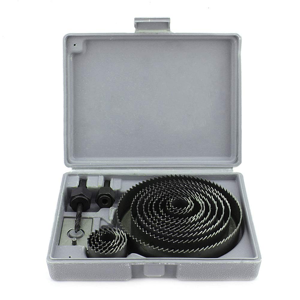 Lyrylody Hole Saw Set, 17pcs, High Speed Carbon Steel Drill Bits, 19-127mm, for Wood, Plastic, Plasterboard, Non-Ferrous Metals