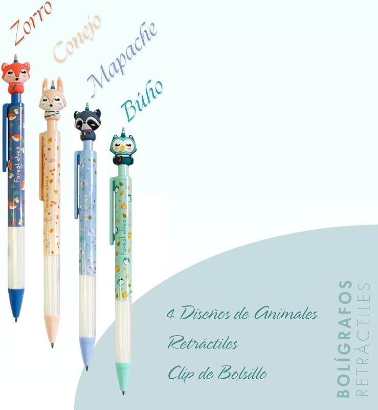 - Canetas Retráteis Divertidas (4 unidades) - Canetas de Animais Fofas, Tinta Azul, Ponta de Bola de 1 mm, Rapazes, Raparigas, Escola, Escola e Turma, Material Escolar, Possíveis Designs Aleatórios — foto 2 de 3