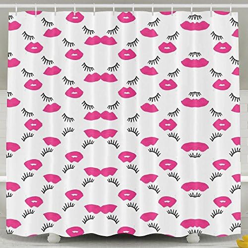 Anti Bacterial Waterproof Polyester Shower Curtain Pink Lips And Eyelash Resistant Shower Curtain 60 X 72-Inches