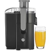 Hamilton Beach HealthSmart Compact Centrifugal Juicer Machine | 2.4&rdquo; Feed Chute for Whole Fruits and Vegetables | 400 Watt Motor | Easy to Clean | BPA Free | Black &amp; Gray | 67502J