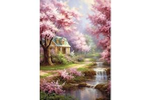 LWZAYS Landscape Diamond Painting Kits for Adults Flower,5D DIY Full Drill Round Diamond Art Gems Vertical Perfect for Home Wall Decor 12x16 Inch/30 * 40cm