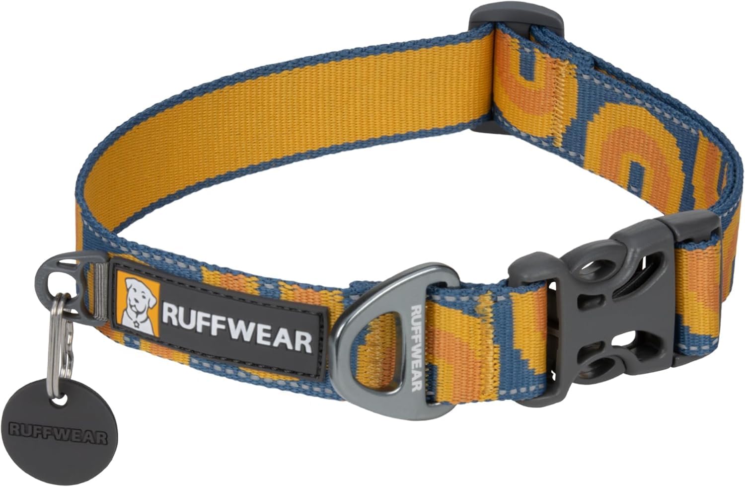 RUFFWEAR Crag Dog Collar, Large, Canyon Oxbow, 51-66cm, Aluminium V-Ring, Reflective Tubelok Webbing, Adjustable, Comfortable, Durable