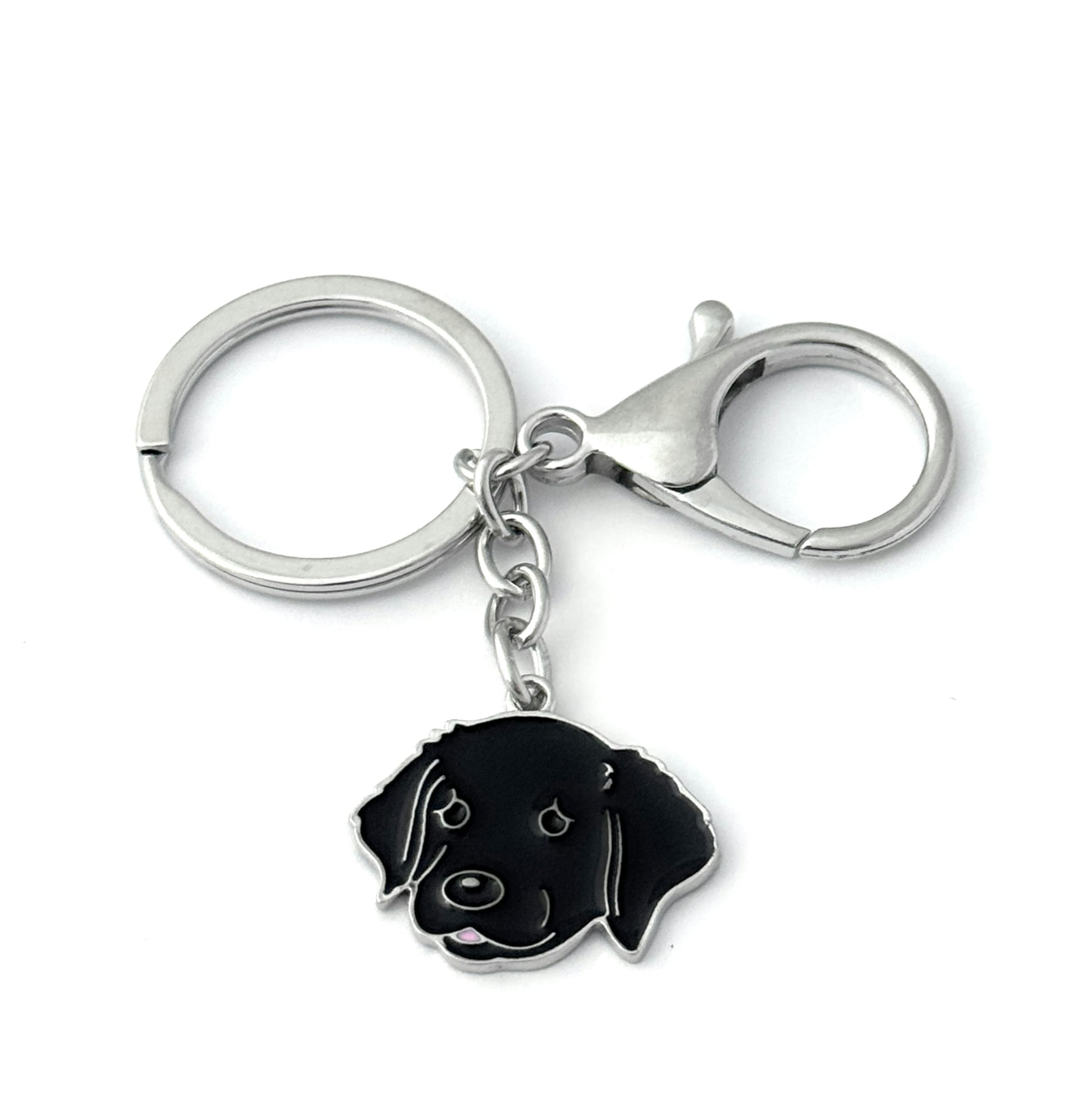 FizzyButton Gifts Black Labrador Puppy Dog Keyring Key Ring with Enamel Charm and Lobster Clasp