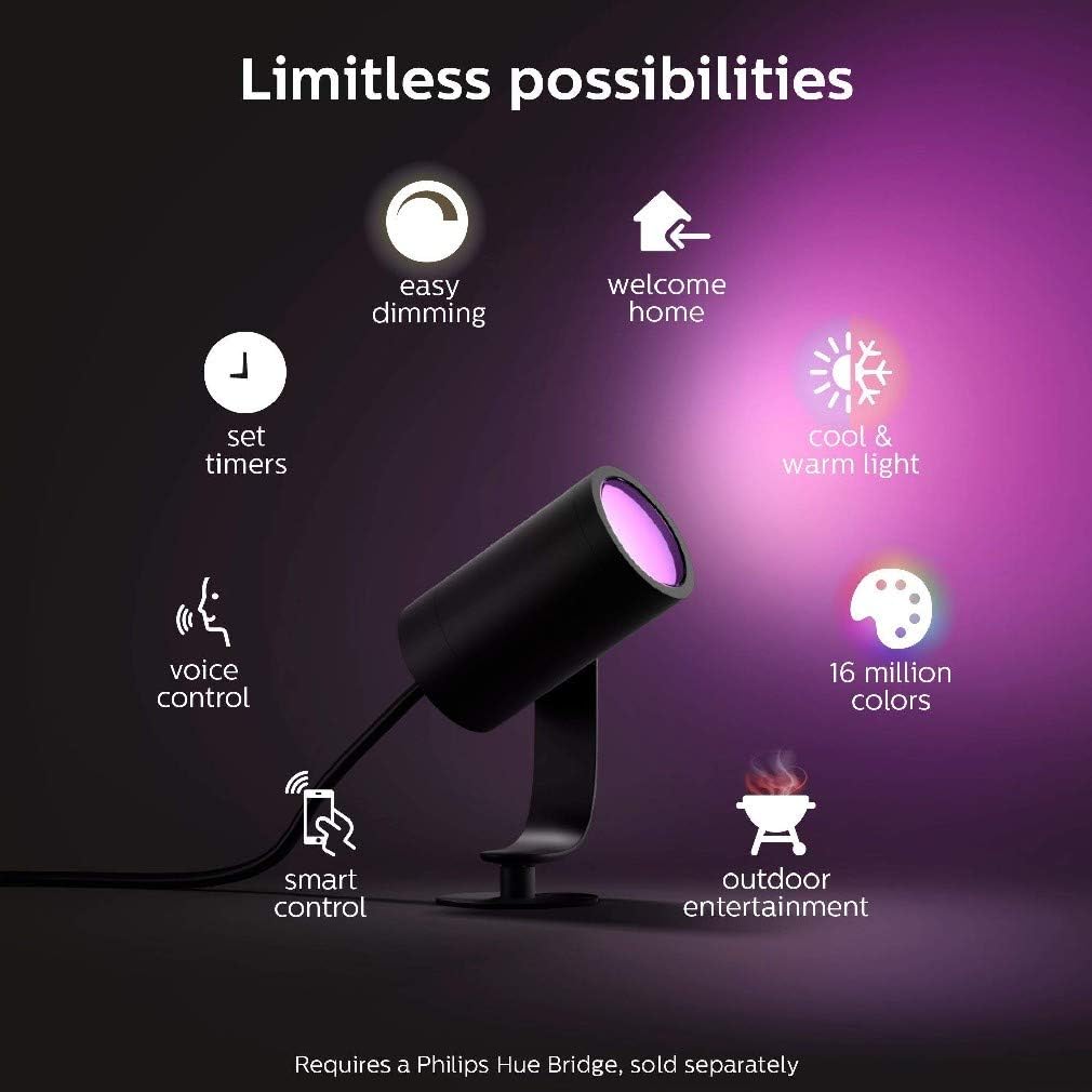 Philips Hue Lily White and Colour Ambiance Smart LED (Base Kit, 3 Lily), Outdoor Lighting Spotlight, Requires Hue Bridge - Image 3