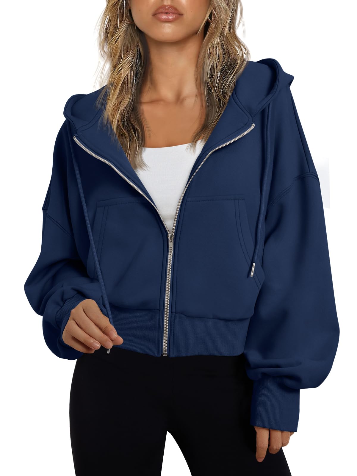 Trendy Queen Hoodies for Women Full Zip Up Cropped