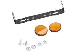 Minho Sleek Motorcycle License Plate Bracket with Integrated Reflectors on Both Sides,Black Color