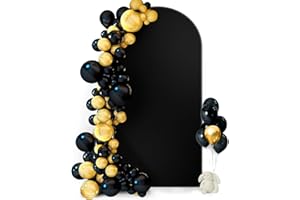 Hemmotop 7.2 ft Black Arch Backdrop Cover (No Arch Stand), Double-Sided Spandex Arch Covers Stretchy Backdrop for Party, Wedding, Birthday, Baby Shower, Reusable for Balloon Arches
