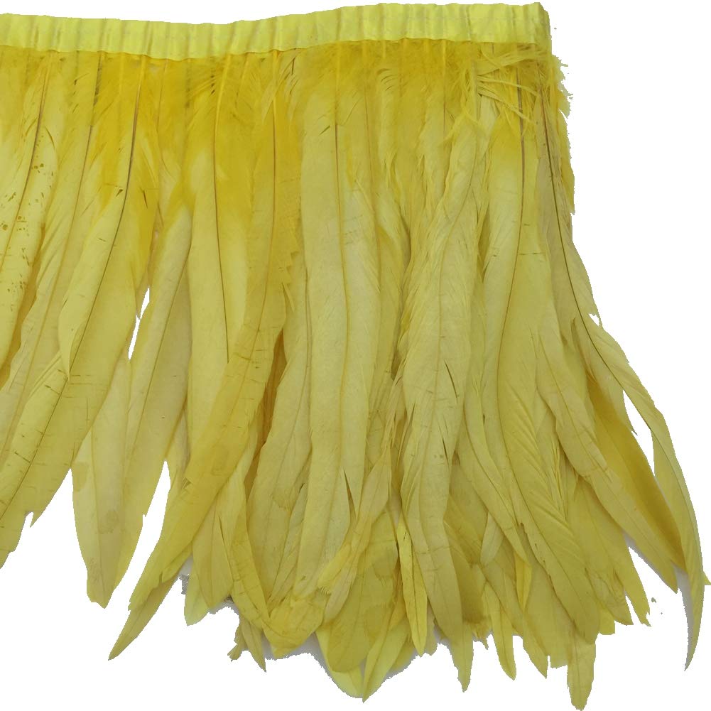 Sowder Rooster Hackle Feather Fringe Trim 10-12inch in Width Pack of 1 Yard(Yellow)