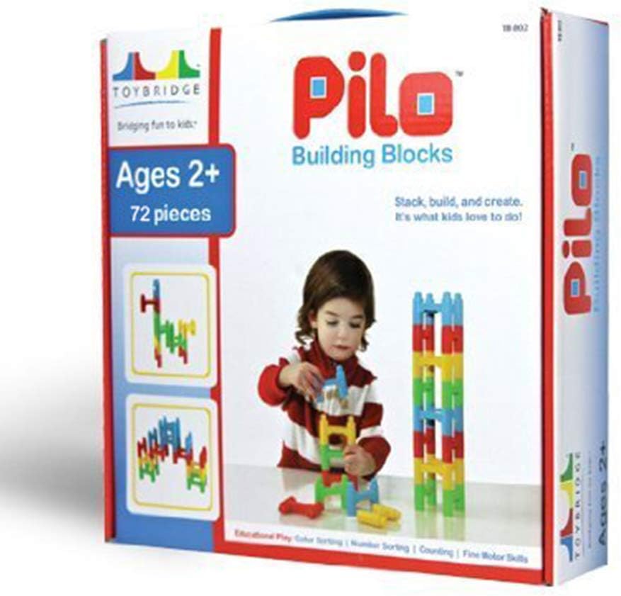 Toybridge Pilo Building Blocks Set Preschool Educational Construction Kit with Bright Colors for Kids Toddlers Children