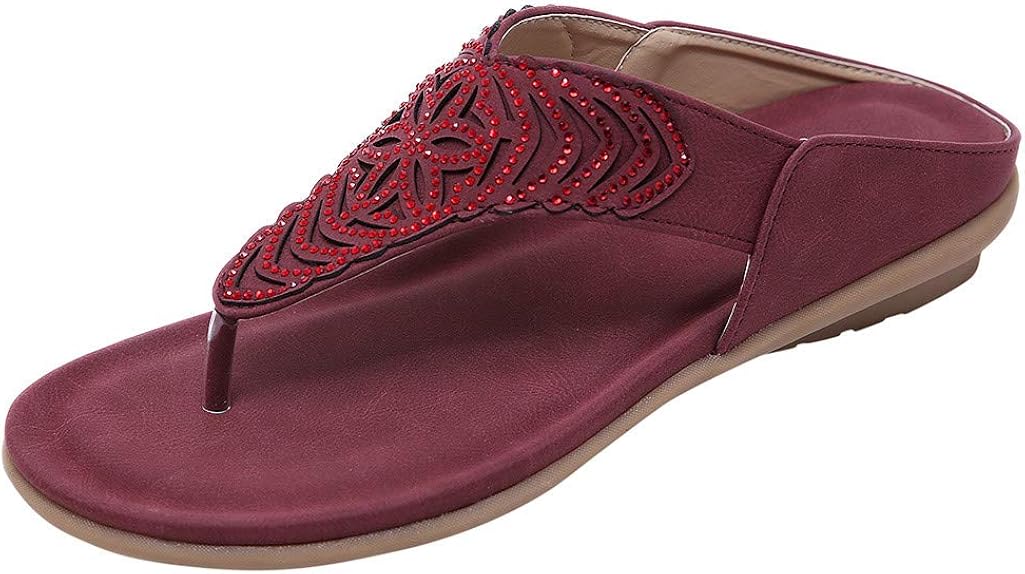 Womens Wide Fit Flip Flops, Open Toe Wedge Slip On Lightweight Soft