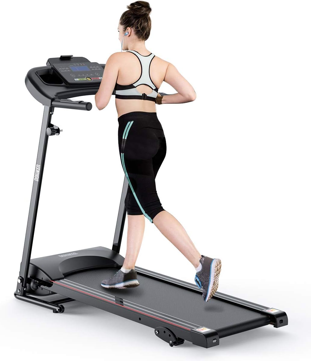 2020 Upgraded Folding Treadmill, Electric Motorized Running Machine, LED Display, Safety Key, 12 Preset Programs, Smartphone&Water Bottle Holder, Exercise Fitness Trainer Equipment for Home Gym Office