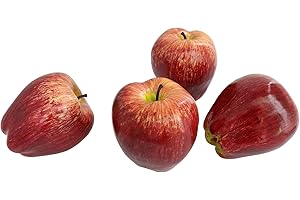 DYCICA Longdex Artificial Red Apple 4PCS High Simulation Plastic Fake Red Apples Realistic Lifelike Artificial Fruits Model for Home Kitchen Party Wedding Decoration