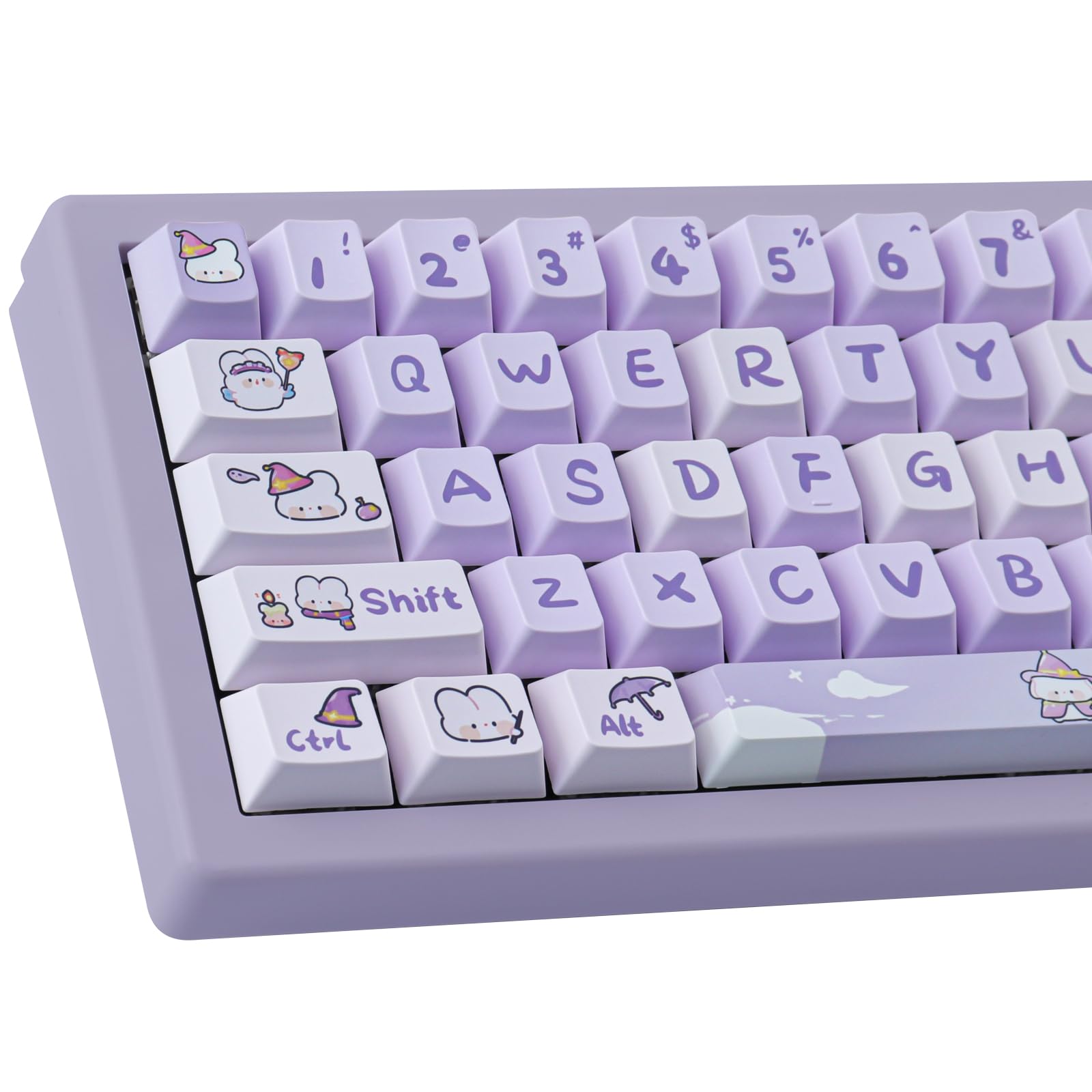 PBT Magic Bunny Keycaps - 146 Keys, Cherry Profile, Custom, Purple, Dye-Sublimation, Cute, for Cherry & Gateron MX Switches