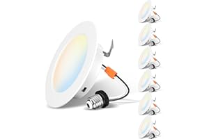 LVWIT 4 Inch 5CCT Retrofit LED Pot Lights, 7W 700 Lumens Dimmable LED Downlight, IC Rated Recessed Lighting, 6 Pack (2700K/ 3