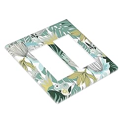 Retro Tropical Leaves Light Switch Plate Cover 2