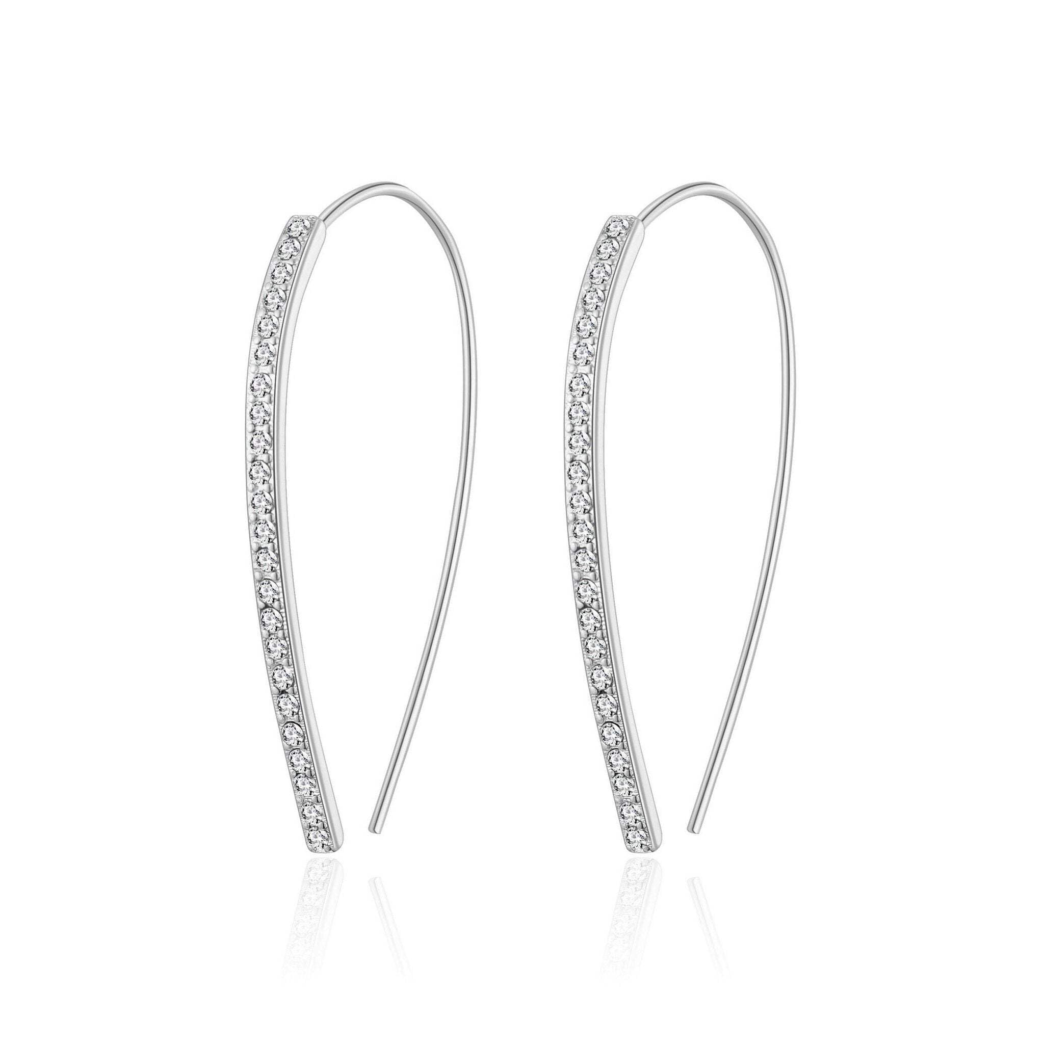 Philip Jones Silver Plated Thread Earrings Created with Zircondia® Crystals