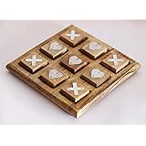 EARTHLY HOME Tic Tac Toe for Kids and Adults Living Room Coffee Table Décor, Family XOXO Decorative Pieces Adult Rustic Kids 