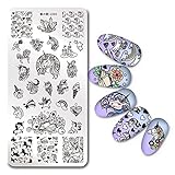 NICOLE DIARY 1Pc Unicorn Stamping Plates Manicure Rectangle Nail Art Image Printing Templates