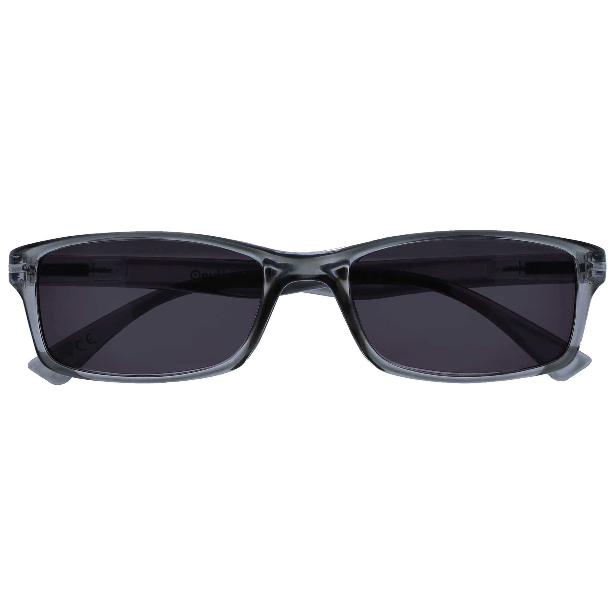 OPULIZE PEP Reading Glasses and Reading Sunglasses for Women Men, Large Rectangular Designer Frame with Spring Hinges, Scratch Resistant, Grey +1.5 (Pack of 1)
