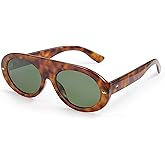 SOJOS Trendy Flat Top Polarized Sunglasses for Women Men Retro Chunky Frame Oval Lens Sun Glasses SJ2279
