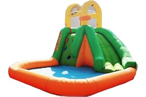Magic Time International MTI 91448 Splash Fun Giant Slide Backyard Inflatable Water Park Splash Pad with Basketball Hoop and Mesh Safety Walls