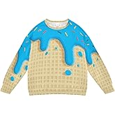 Plaaee Blue Green White Glaze Kids Sweatshirts Crewneck Shirt Pullover Sweatshirts for Boys Girls 4T