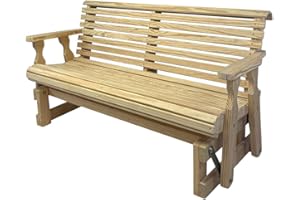 AMISH CASUAL Amish Heavy Duty 800 Lb Roll Back Pressure Treated Porch Glider (4 Foot, Unfinished)