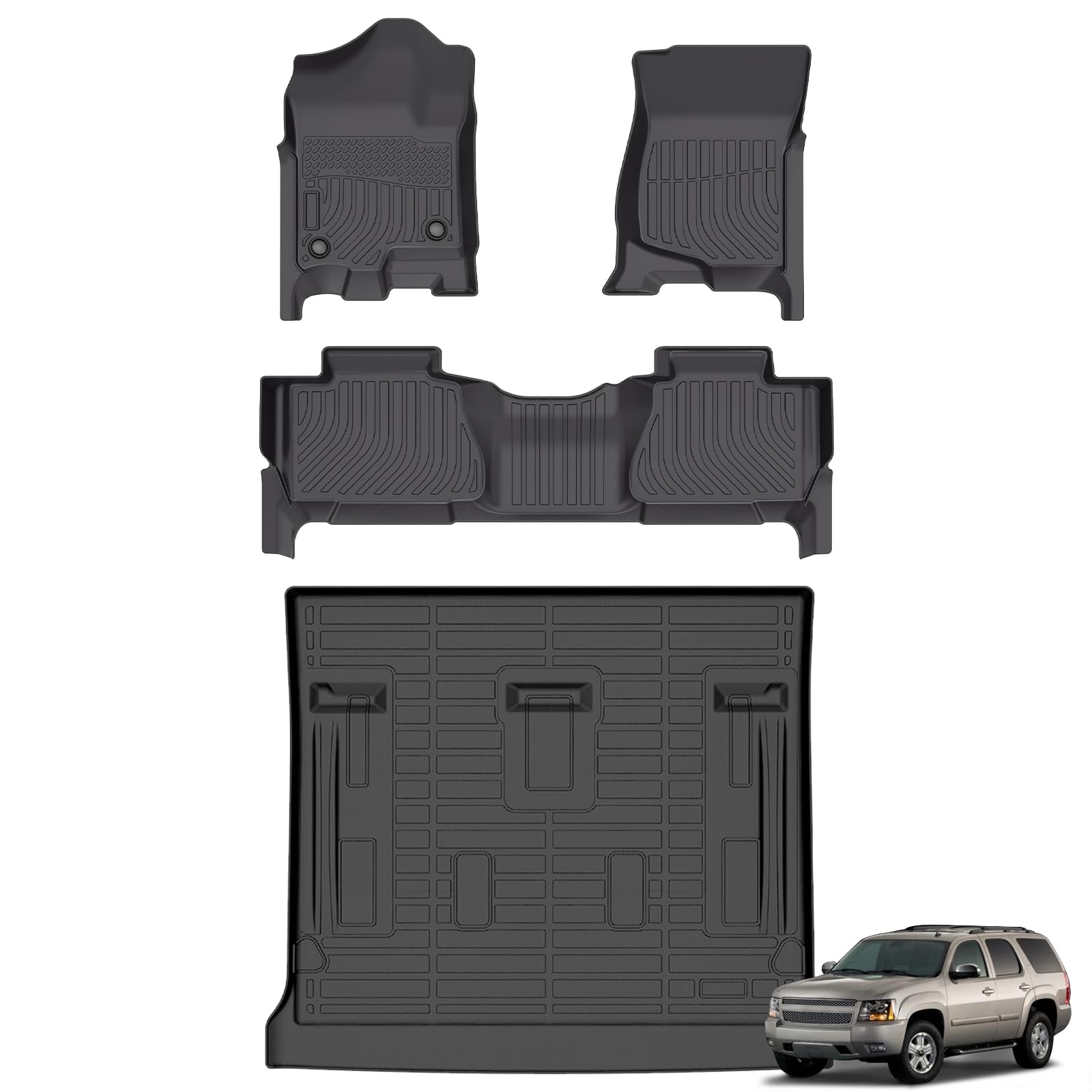 Juego de tapetes Hutisya® para Chevy Tahoe 2007-2014 de 8 asientos (sin híbrido)