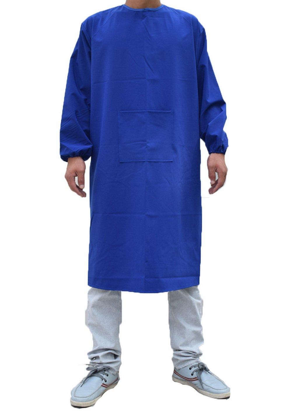 UE STORE Adults Long Sleeve Cooking Kitchen Apron Waterproof Butcher Artist Apron Blue