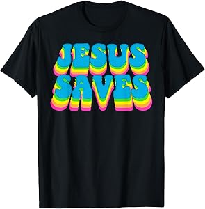 Groovy Jesus Saves Christian 70's Hippie T-Shirt