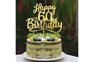 Sleyberoy Acrylic Happy 60th Birthday Cake Topper- Hello 60,Cheers to 60 Years,60th Anniversary/Birthday Party、 men and women Happy sixty Birthday Selected cake decoration (60th)