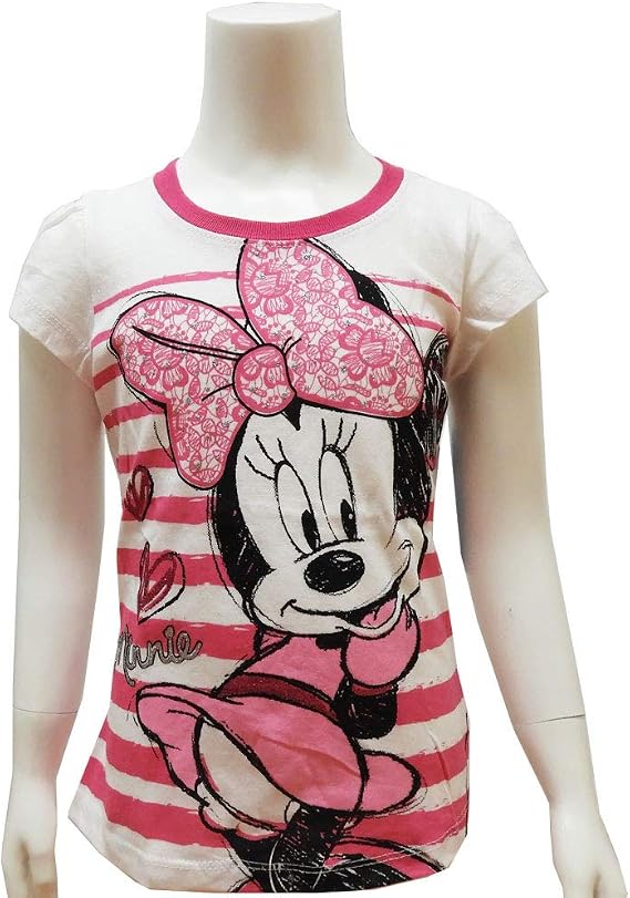 Amazon Co Jp Disney ディズニー ミニーマウス 子供服 キッズ ジュニア 半袖tシャツ 女の子 Tシャツ カットソー ホワイト ピンク 1cm 服 ファッション小物