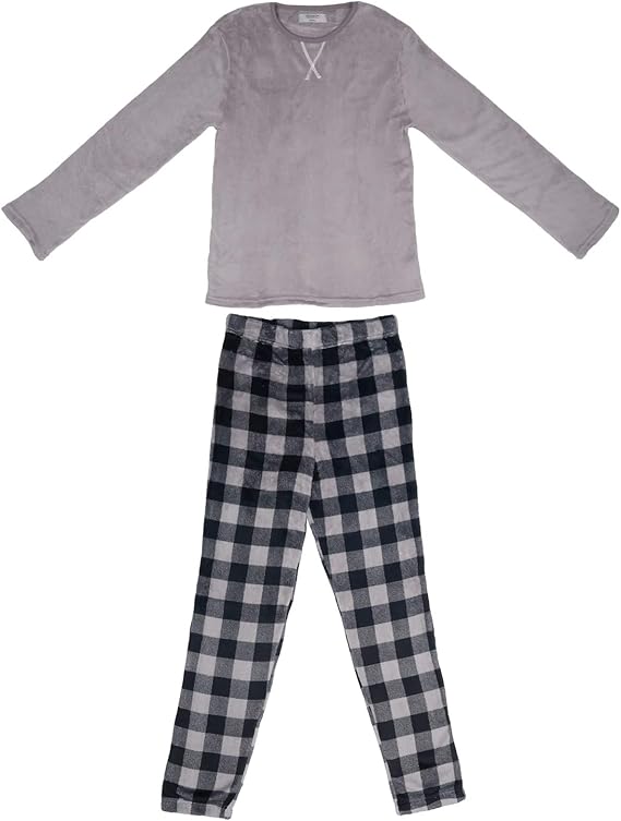 Hudson Bay Mens Long Sleeve Super Soft Fleece Pyjamas PJs Set (Medium