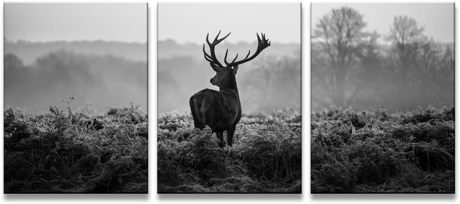 yixuanwall HZ3040art-canvas Prints,Black and White Deer Wall Art Oil Paintings Printed Pictures Stretched for Home DecorationHS30X40-3