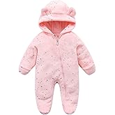 WYTbaby Baby Snowsuit Fleece Hooded Romper Toddler Footed Jumpsuit Onesie Thin Fall Winter Outfits