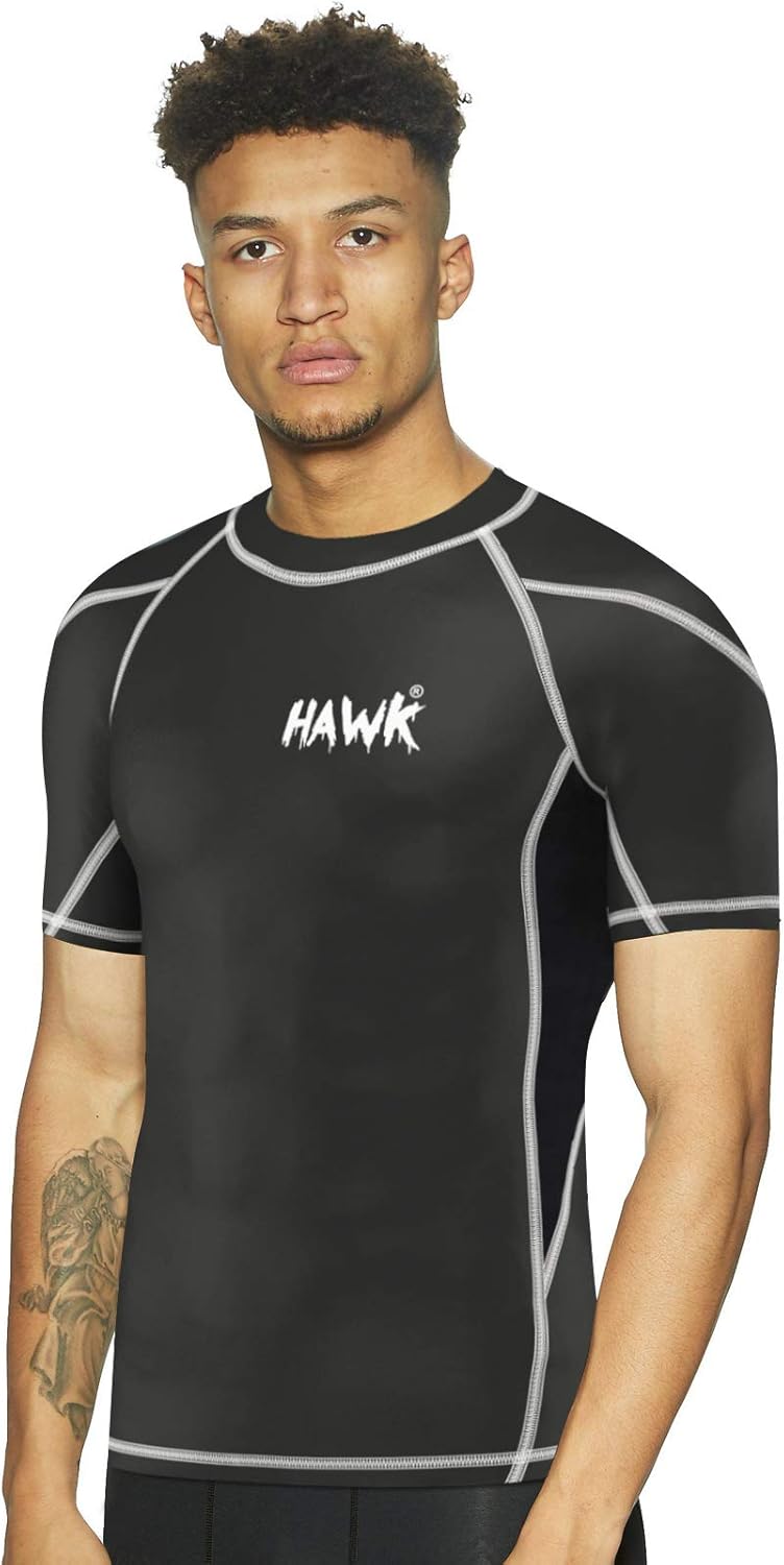 Mens Compression Shirts Base Layer Athletic Gym MMA BJJ Rash Guard No Gi Short Sleeve Rashguard Shirt for Men: Clothing