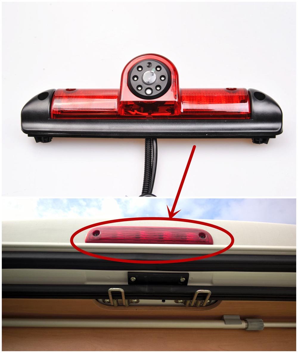 Misayaee Roof Mount Infared Rear View Safety Camera Third Brake Light Backup Camera,Waterproof Vans 3rd Brake Light Replacement Camera for Ducato,Jumper II Typ 250 Cam,Boxer 2006-2016