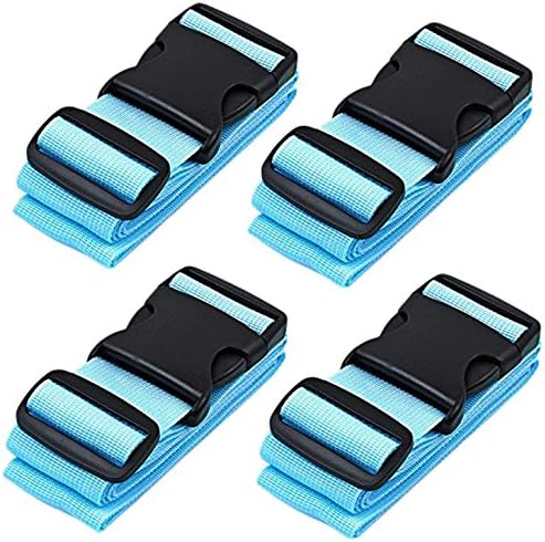Zebre Luggage Straps, Universial Heavy Duty, Non Slip, Adjustable Travel Suitcase Belts, Holiday Essentials Bag Accessories, Blue, 4 Piece