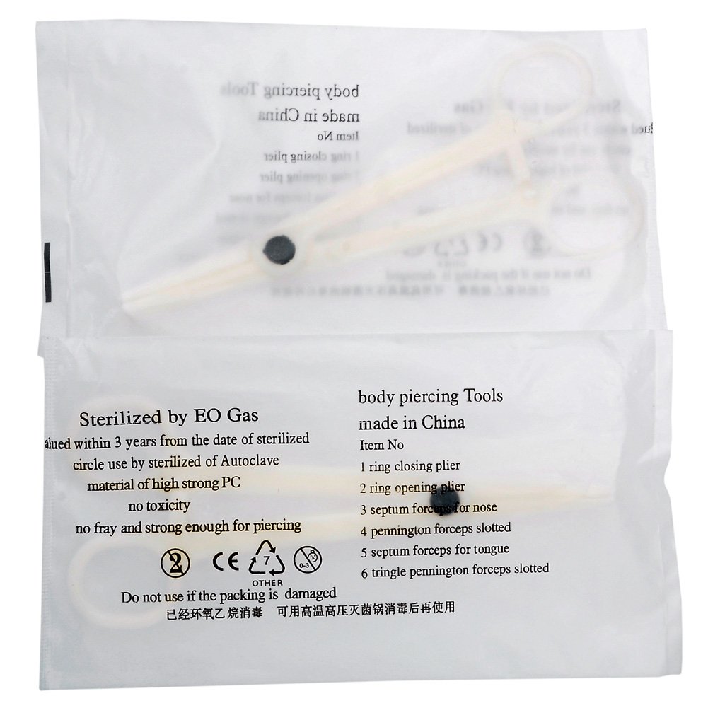 PiercingJ 20pcs Body Piercing Kit 14G (Belly Button,Tongue, Eyebrow, Nipple, Lip, Nose, Chin) 14 Gauge Piercing Needles