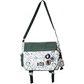 Inshere Aesthetic Crossbody Bag with Cute Pins and Ornament, Nylon Shoulder Messenger Bag Japanese Kawaii Bag for Women Men
