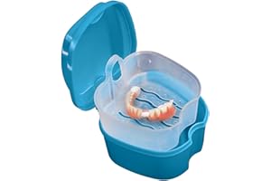 FGEAKL Denture Case,Denture Bath Cup Case Box Holder Storage Soak Container,Denture Bath Case with Strainer Basket for Dentures,False Teeth