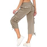 MoFiz Women's Cargo Capris Hiking Pants Lightweight Quick Dry Outdoor Athletic Travel Casual Loose Comfy Cute Pockets
